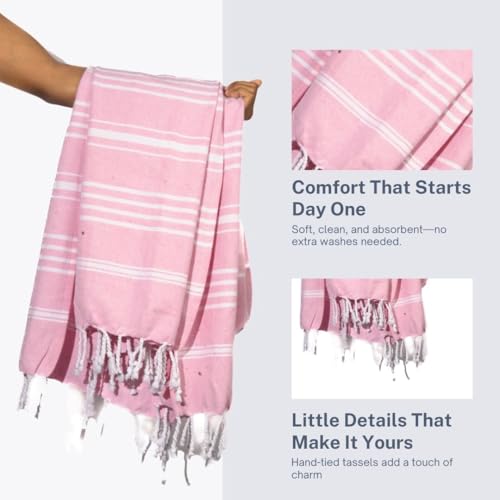 Cotton Turkish Beach Towel with Towels Oversized 36"x72" Pool Absorbent Extra Large Quick Dry Sand Travel Towel (Peony Plush, 4 Pack) - color: Peony Plush, size: 4 Pack