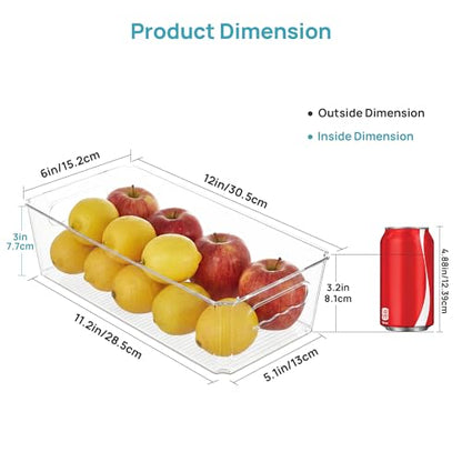 Vtopmart 8pcs Clear Organizers and Storage Bins, Plastic Storage Containers with Handles for Fridge, Freezer, Pantry, Cabinet, Kitchen Organization - size: Without Lid
