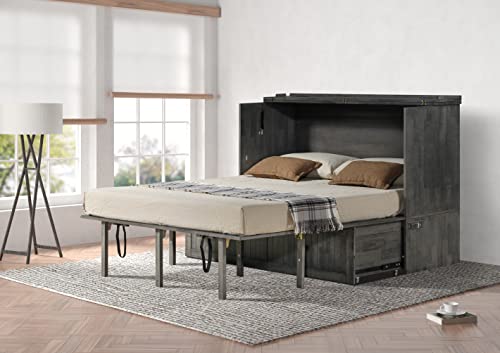 Mega Solutions Murphybedz Tuscany Murphy Cabinet Chest Bed with Charging Station 6 Inch (Galaxy Grey, Queen) - color: Galaxy Grey, size: Queen (U.S. Standard)