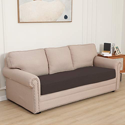 Easy-Going Stretch Cushion Cover Sofa Cushion Furniture Protector Sofa Seat Sofa slipcover Sofa Cover Soft Flexibility with Elastic Bottom(Sofa Cushion, Chocolate) - color: Chocolate, size: Large