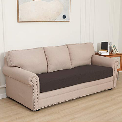 Easy-Going Stretch Cushion Cover Sofa Cushion Furniture Protector Sofa Seat Sofa slipcover Sofa Cover Soft Flexibility with Elastic Bottom(Sofa Cushion, Chocolate) - color: Chocolate, size: Large