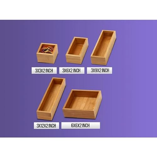 YBM HOME Bamboo Drawer Organizer Storage Box for Kitchen Drawer, Junk Drawer, Office, Bedroom, Children Room, Craft, Sewing, and Bathroom, 6x12x2 inch - size: 6x12x2 inch