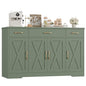 HOSTACK Buffet Sideboard Cabinet with Drawers, 55" Large Buffet Storage Cabinet with Shelves and Doors, Modern Farmhouse Coffee Bar Station for Kitchen, Dining Room, Green - color: Green