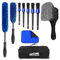 10Pcs Wheel Brush Kit for Cleaning Wheel and Tire, Wheel and Rim Brush, Car Detailing Brushes, Tire Brush, Bendable & Durable Car Wheel Rim Cleaner Brush Set,Car Cleaning Brush Supplies Kit - color: Blue