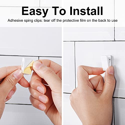 50 Pieces Self Adhesive Clips Wall Tapestry Clips Plastic Sticky Picture Hanging Poster for Teachers Double Sided Adhesive Spring for Home Office(White) - color: White