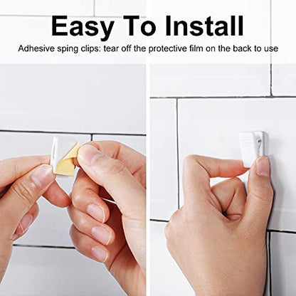 50 Pieces Self Adhesive Clips Wall Tapestry Clips Plastic Sticky Picture Hanging Poster for Teachers Double Sided Adhesive Spring for Home Office(White) - color: White