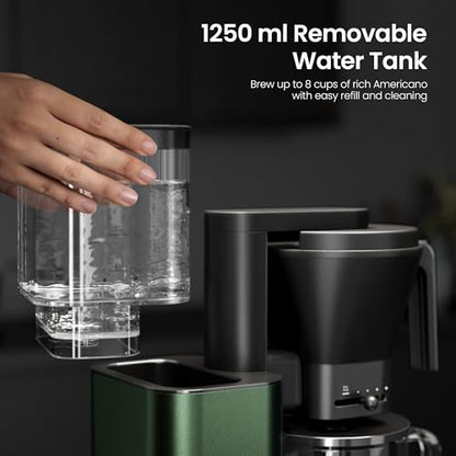 Kismile SCA-Certified 8 Cup Drip Coffee Maker, Pour Over Coffee Machine with 3s Instant Heat 197–205℉, Adjustable Flow Control, Removable Water Tank, Deep Cold Brew & 40 Min Keep Warm (Olive Green) - color: Olive Green