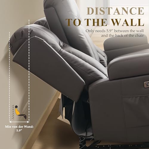 URRED Power Loveseat Recliner Sofa with Massage and Heat, Wall Hugger Reclining Loveseat, RV Couch Home Theater Seating with LED Lights for Living Room (Dark Brown, 54" - 2 Seats) - color: Dark Brown, size: 54" - 2 Seats