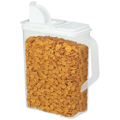 Buddeez Bulk Food Storage Container - 8 Quart All Purpose Clear & Large Pantry and Kitchen Organization and Storage - Cereal, Flour, Sugar, Rice Dispenser, EZ Grip Handle, EZ Pour Spout (White Lid)