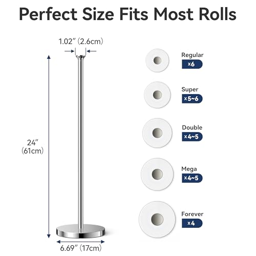 Toilet Paper Holder Stand(with Reserve Function), Free-Standing Spare Rolls Storage Holder, Stainless Steel, Modern Design - color: Chrome
