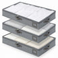 4" Low Profile Under Bed Storage Bins (3-Pack, Grey), Slim 600D Oxford Fabric Clothes Organizer Box with Reinforced Leather Handles, Sturdy Clear Lid - size: 4-Inch (3-PACK) - Slim
