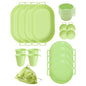 Dinnerware Set for 4, 21-Piece Unbreakable Plates and Bowls Set with Mesh Bag, Cups, Sauce Dishes and Serving Platters, Lightweight Outdoor Dish Set for Picnic, RV, Patio, BBQ, Sage Green - color: Sage Green