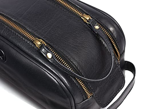Leather Toiletry Travel Pouch Leather Waterproof Dopp Kit By Aaron Leather Goods - color: Carob