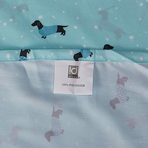 Intelligent Design Microfiber Cozy Bed Sheet Set, Modern All Season Bedding & Pillowcases, Premium 14" Elastic Pocket Fits up to 16" Mattress, Twin XL Aqua Dogs, 3 Piece - color: Aqua Dogs, size: Twin XL