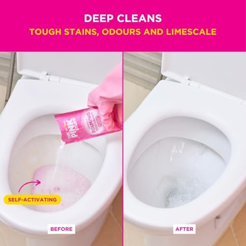 Stardrops The Pink Stuff Miracle Power Foaming Toilet Cleaner – Self-Activating Formula for Deep Cleaning, Stain Removal, and a Fresh Shine – Bathroom Essential - size: 7 Ounce (Pack of 3)