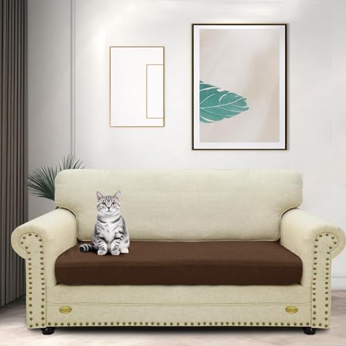 ZNSAYOTX Stretch Cushion Covers Sofa Cushion Couch Seat Covers Slipcovers Soft Replacement Unique Pattern Furniture Protector with Elastic Bottom (Coffee, 1 Pc 3-Seat Cushion Cover) - color: Coffee, size: 1 Cushion Sofa
