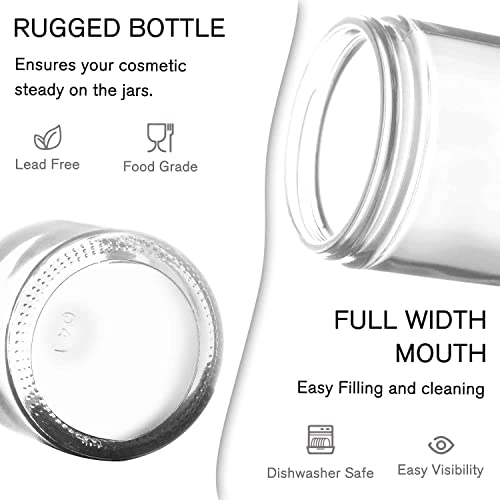 2 oz Small Glass Containers with Lids, Glass Jars with Woodgrain Lids & Inner Liners, Reusable Travel Containers for Creams, Makeup, Lotion, Cosmetic - 3 pack - color: Clear-3 Pack-2oz