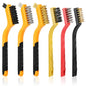 6 Pieces Wire Brushes Set, Small Metal Brass Brush, Stainless Steel Brush, Nylon Brushes for Cleaning Metal Rust and Paint Removal (Yellow+3 Mixed Color, L) - color: Yellow+3 Mixed Color