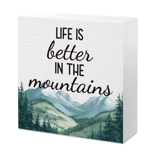 Mountain Decor Travel Adventure Forest Awaits Sign Camper Rv Camping Classroom Decor for Home Desk Office Table Room Cubicle Shelf 5 X 5 Inch - color: Better