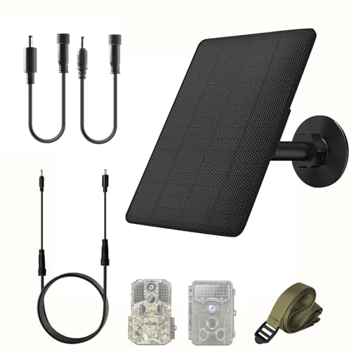 6W Solar Panel for Trail Cameras, 6V/9V/12V Solar Battery Charger Kit Built-in 6000mAh Rechargeable Battery Trail Camera Solar Panel, IP65 Waterproof Hunting Accessories, 5ft Cable