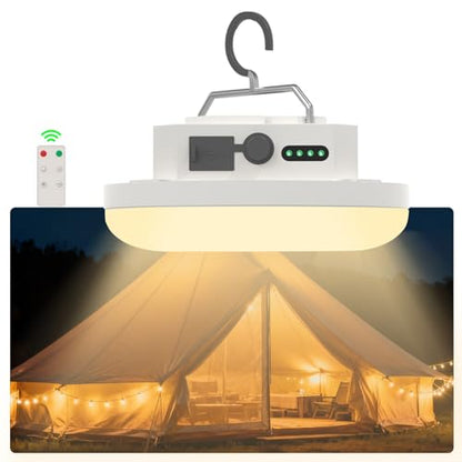 Rechargeable LED Camping Lantern 4000LM with Remote – Tent Light, Warm/Neutral/Cool 3 Modes & Stepless Dimming, IPX5 Waterproof, Magnetic Hook, Portable for Camping & Glamping - size: 30-White(Max)