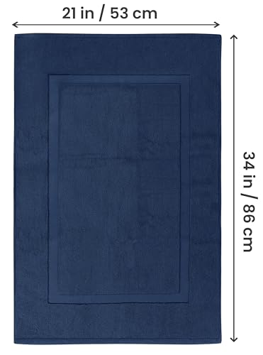 Utopia Towels Cotton Banded Rug, Bath Mats, Not a Bathroom Rug, 21 by 34 Inches, 100% Ring Spun Cotton, Highly Absorbent Shower Bathroom Floor Mat, Navy, 2 Pack - color: Navy
