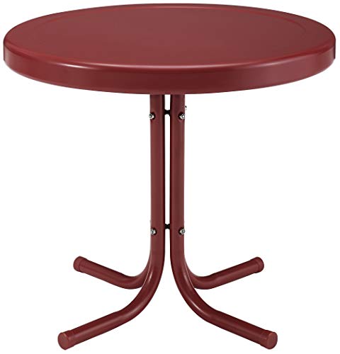 Crosley Furniture Griffith Weather Resistant Retro Metal Outdoor Side Table for Patio, Deck, Porch, Coral Red - color: Coral Red