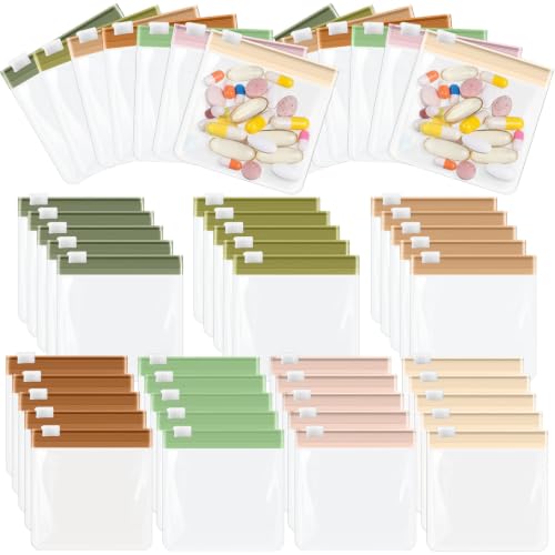 Sherr 35 Pcs Pill Pouch Bags with Zipper Pill Pouch Set Travel Reusable Translucent Medicine Organizer Self Sealing Plastic Bag with Slide Lock for Storage(Sage Green,3 x 3 Inch,Blank Style) - color: Sage Green, size: 3 x 3 Inch, style: Blank Style