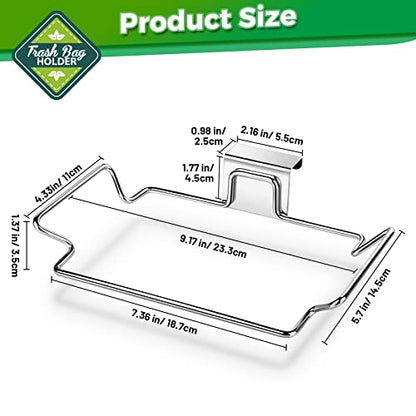 Trash Bag Holder,2 Pack | for Cabinet Door and Cupboards,Stainless Steel,Plastic Bag Holder Under Sink,Use for Kitchen,Bathroom,Camper - color: Silver