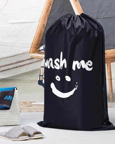 HOMEST 2 Pack XL Laundry Bags 28" x 40", Extra Large Dirty Clothes Organizer Holds 3-4 Loads, Machine Washable Drawstring Laundry Bag for Dorm, Camp, Laundromat, Family, Black and Sky Blue - color: (Ⅰ-Wash me)Black & Sky Blue