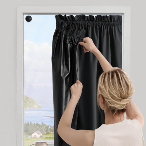 NICETOWN RV 100% Black Out Car Curtains for Windows with Suction Cups for Camper, Lightweight Thermal Insulated Portable Temporary Window Treatments for Travel, 1 Panel, W52 x L40 - color: Black, size: 52"W x 40"L (Pack of 1)