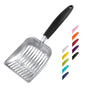WePet Cat Litter Scoop, Aluminum Alloy Sifter, Kitty Metal Scooper, Deep Shovel, Long Handle, Poop Sifting, Kitten Pooper Lifter, Durable, Heavy Duty, for Litter Box - color: FLAT Aluminum \ #06 Black Handle, size: Small
