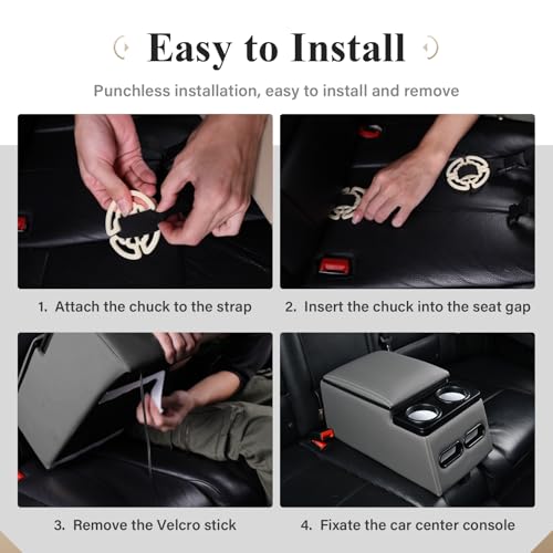 Coverado Car Center Console, Universal Bench Seat Center Consoles, Center Console for Van, Back Seat Storage Box, Rear Seat Car Console Organizer with Cup Holder, Central Armrest Box (Regular, Gray) - color: Gray, style: Regular