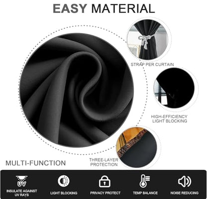 Self Adhesive Curtains - No Drilling, No Rod, Easy to Install Blackout Curtains for Window Blinds,Bedroom(Black 35 * 59in-1P) - color: Black, size: 35"W x 59"L (Pack of 1)