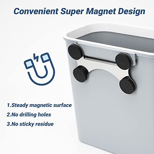 Skyflame Magnetic Hanging Trash Can, 2.1 Gallon Plastic Garbage Container, Multi-Function Grill Hanging BBQ Utensils Organizer Holder, Use for Kitchen/Bedroom/Bathroom/Camping/Grills - color: Gray