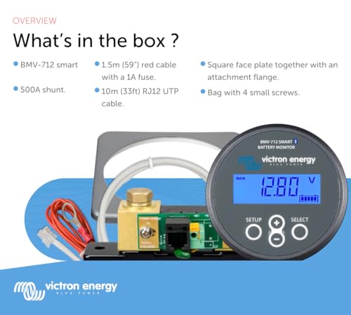 Victron Energy BMV-712 Smart Battery Monitor with Shunt - 6.5-70 VDC - Display, Bluetooth and Detailed in-App Insights- Grey - color: Grey