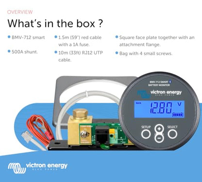 Victron Energy BMV-712 Smart Battery Monitor with Shunt - 6.5-70 VDC - Display, Bluetooth and Detailed in-App Insights- Grey - color: Grey