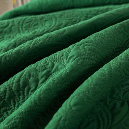 HoneiLife Queen Size Quilt Sets - 3 Piece Queen Quilt Bedding Set Microfiber Quilt Set Lightweight Bedspreads Reversible Coverlets Retro Bed Cover Floral Bedding Set All Season Quilts-Green - color: Green, size: Queen/Full-90"x96"