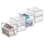 mDesign Plastic Bathroom Organizer Bin w/Pull Out Drawer - Slim Stackable Storage Container for Bathroom Accessories - Perfect for Organizing Bathroom Cabinet - Lumiere Collection - 8 Pack - Clear - size: 8 x 6 x 4 (Pack of 8)