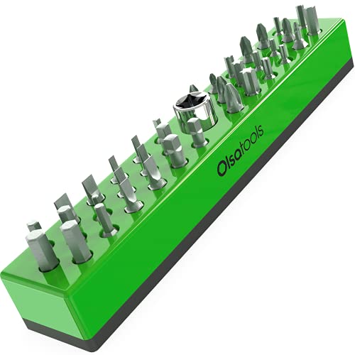 Olsa Tools Hex Bit Organizer with Magnetic Base - Green Holder for Drill, Tamper, and Specialty Bits - Compact Magnetic Storage Solution - Part 1140 - color: Green, size: Small - 1pc