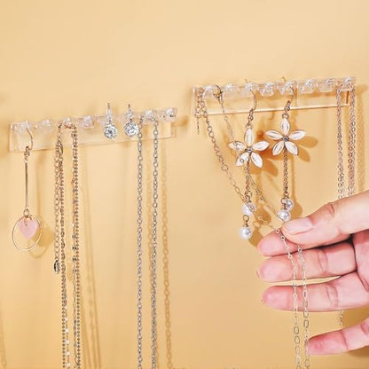 Jewelry Hanging Hooks 6Pcs Plastic Wall Hanger Jewelry Display Rack Multipurpose Adhesive Paste(6Pcs,Transparent)