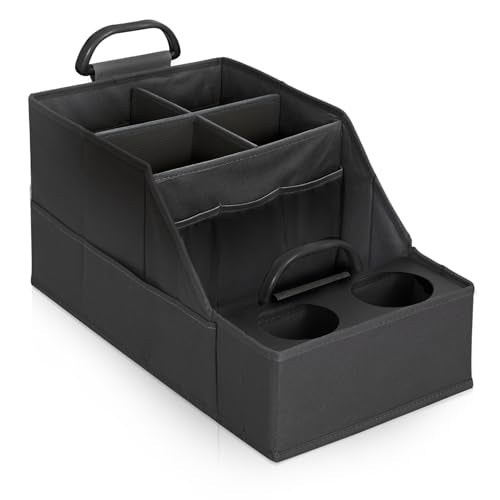 MULISOFT Car Seat Organizer- Backseat Car Organizer with 12 Storages Compartments and 2 Cup Holders, Organizers and Storage, Front Seat for Travel Kids,Black - color: Black