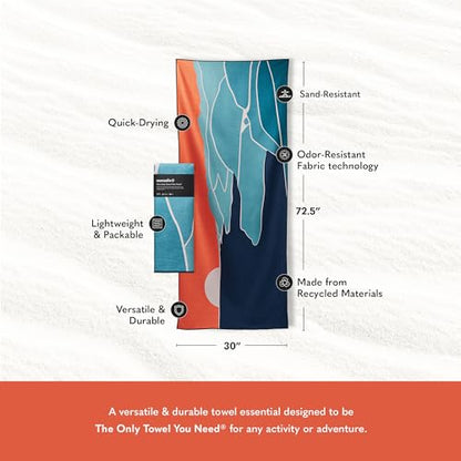 Nomadix Original Towel - Perfect for Beach, Pool, Travel, Camping, Yoga - Made with Recycled Materials - Super Absorbent - Sand Resistant - Big Sur - 72.5x30 - color: Big Sur