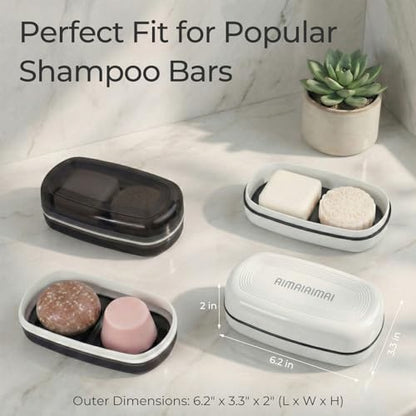 AIMAIAIMAI Shampoo Bar Holder Travel Case for Two Bars – Compatible with Kitsch Solid Shampoo & Conditioner Bars, Large Soap Container for Bathroom or Travel (1 Pack, White Style A-Large) - color: White Style A-large
