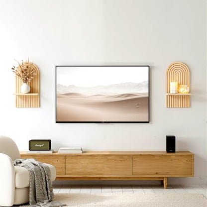 2pcs Boho Wall Candle Sconces Boho Wall Decor Rustic Farmhouse Wooden WallMount Candle Holders Wood Bohemian Decor Floating Shelves Arched Wooden Hanging Shelves for Bedroom Living Room Bathroom Home