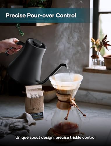 INTASTING Electric Kettles, Gooseneck Electric Kettle, ±1℉ Temperature Control, Stainless Steel Inner, Quick Heating, for Pour Over Coffee, Brew Tea, Boil Hot Water, 0.9L Artisan - color: Artisan