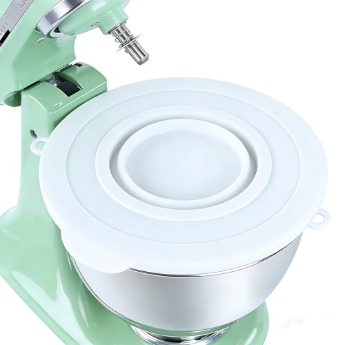 Silicone Mixer Bowl Cover Compatible with KitchenAid 6-7 Quart Tilt-Head Stand Mixer, Airtight Lid with Collapsible Small Bowl, Splash Guard, Dustproof, Reusable, Dishwasher Safe