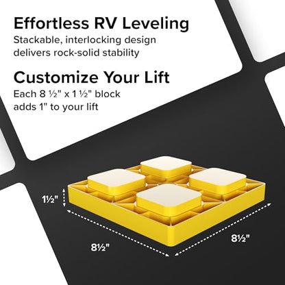 Camco RV Leveling Blocks - Features Interlocking Nested Design & Storage Bag for RV Storage and Organization - Each Leveling Block Measures 8.5" x 8.5" x 1" - 10-Pack, Design May Vary (44510) - size: 10-Pack, style: Leveling Block