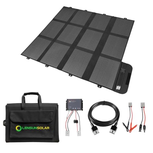 LENSUNSOLAR 300W 12V Portable Solar Panel Blanket with Anderson Connectors for Solar Generator Power Station, Lightweight, with 20A MPPT Charger Controller - size: 300W+MPPT