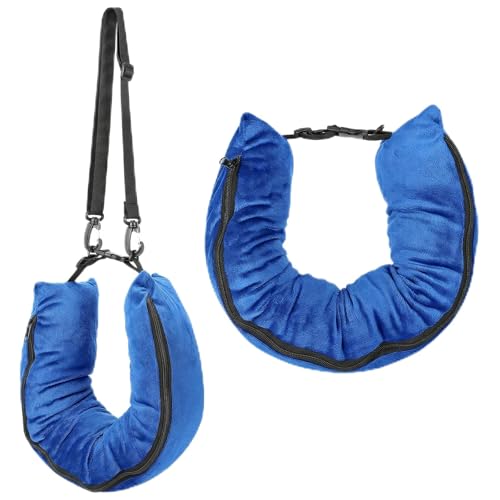 Stuffable Travel Neck Pillow Velvet Stuffable Pillow for Traveling Neck Pillows for Extra Luggage with Adjustable Necks Size Portable Travel Essentials Multifunctional Sleeping Rest Cush(Blue) - color: Blue